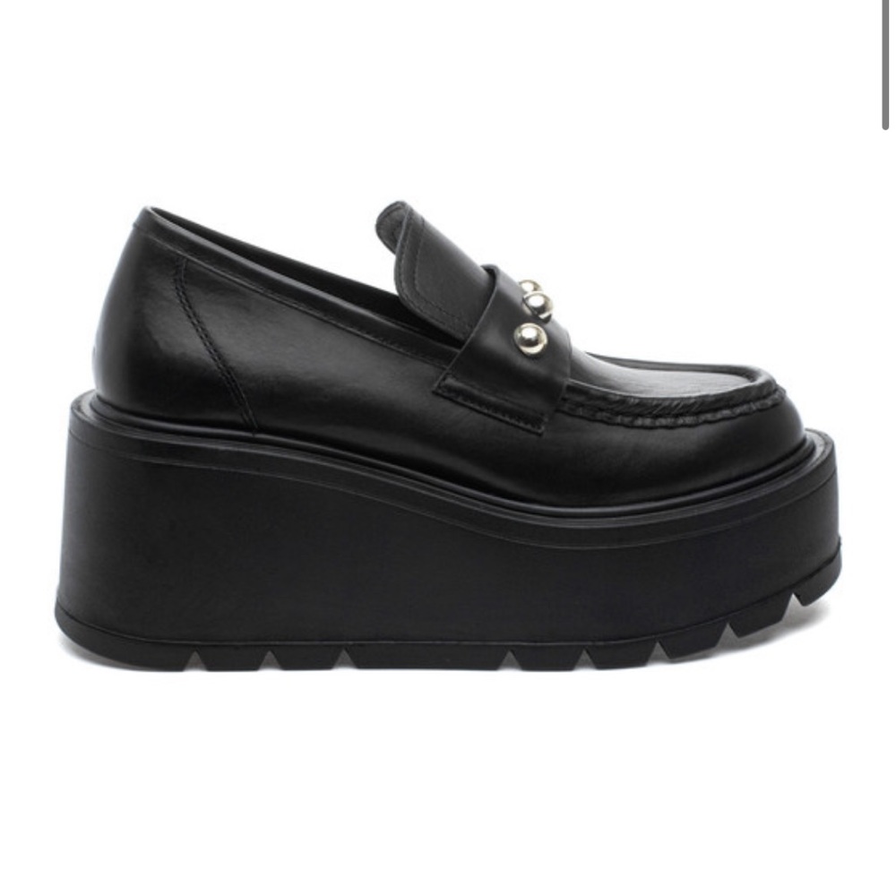 NWT J/SLIDES VICKY Black Leather Platform